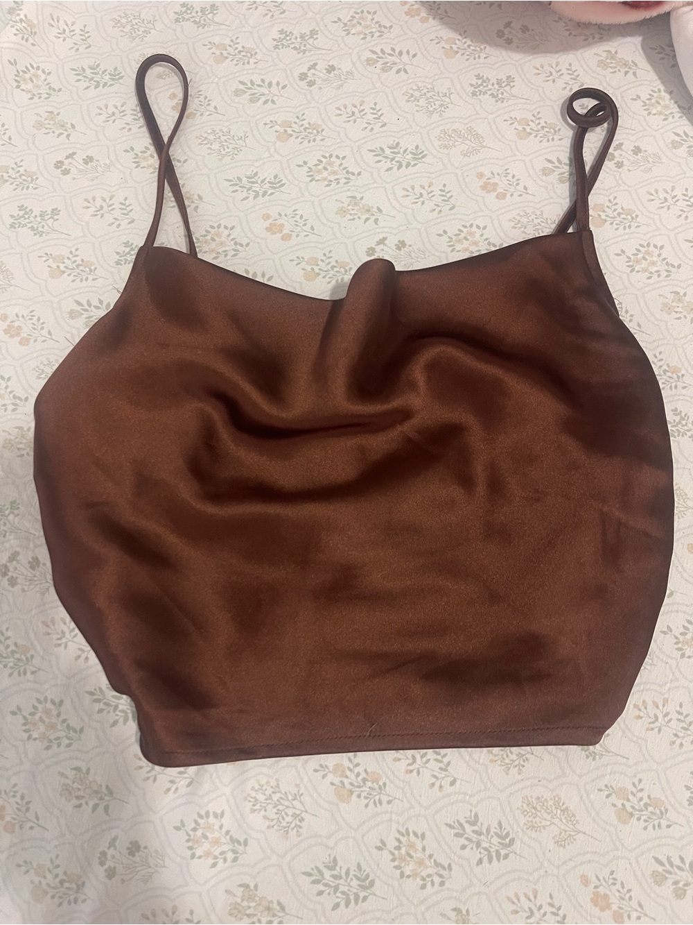 Forever 21 Satin Spaghetti Strap Crop Top - Brown